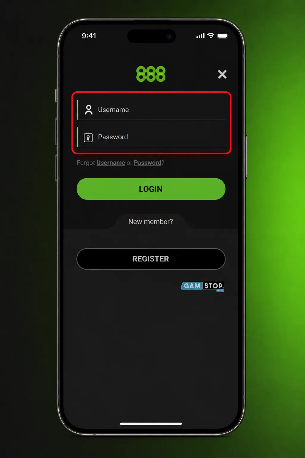Step-by-step guide showing how to log in to your 888casino account on website and app