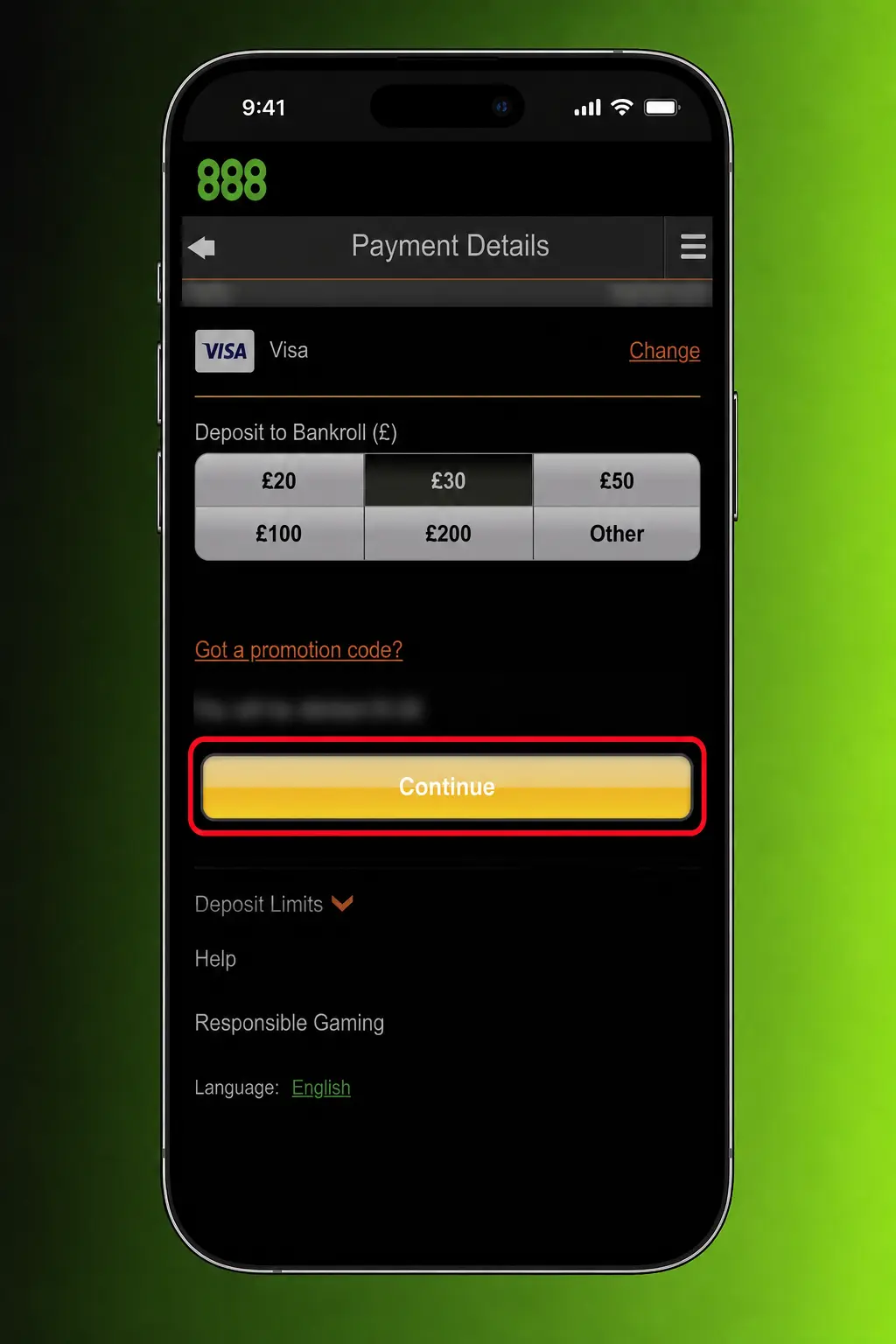 Step-by-step guide to activating the 888casino bonus in the United Kingdom, showing registration, deposit, and offer selection.