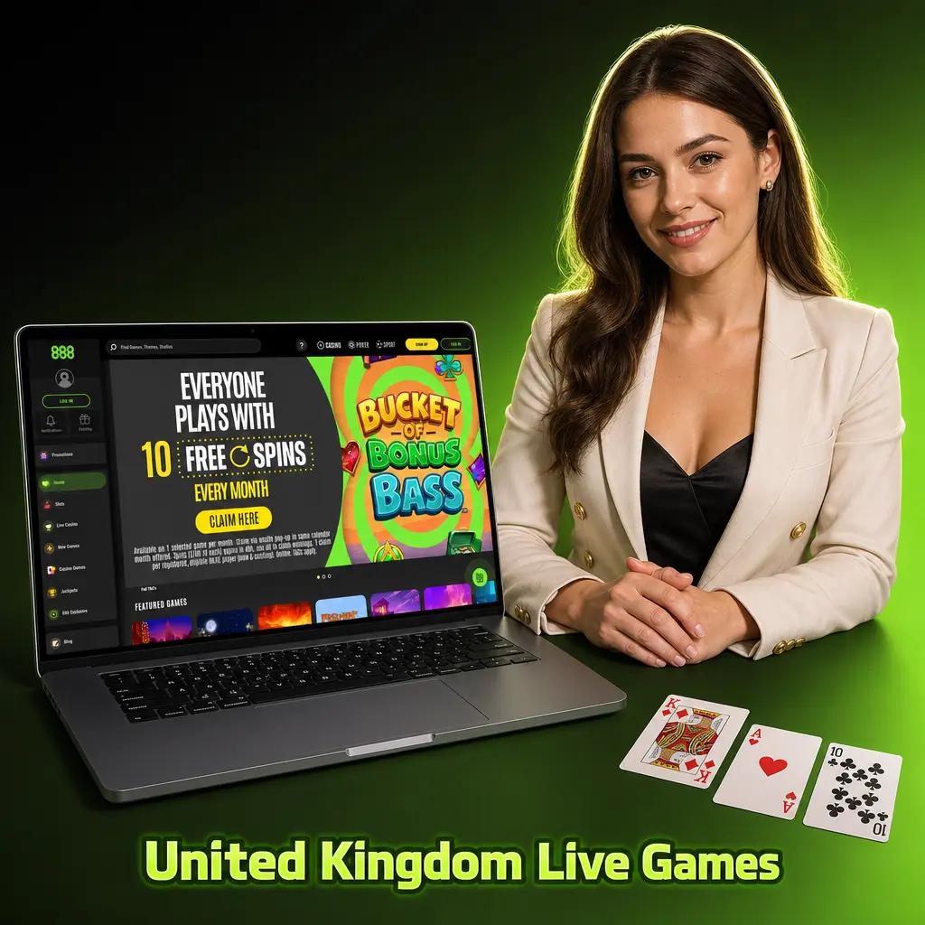 UK live casino games streamed from Evolution's Burton upon Trent studio, featuring British dealers and pound betting limits.