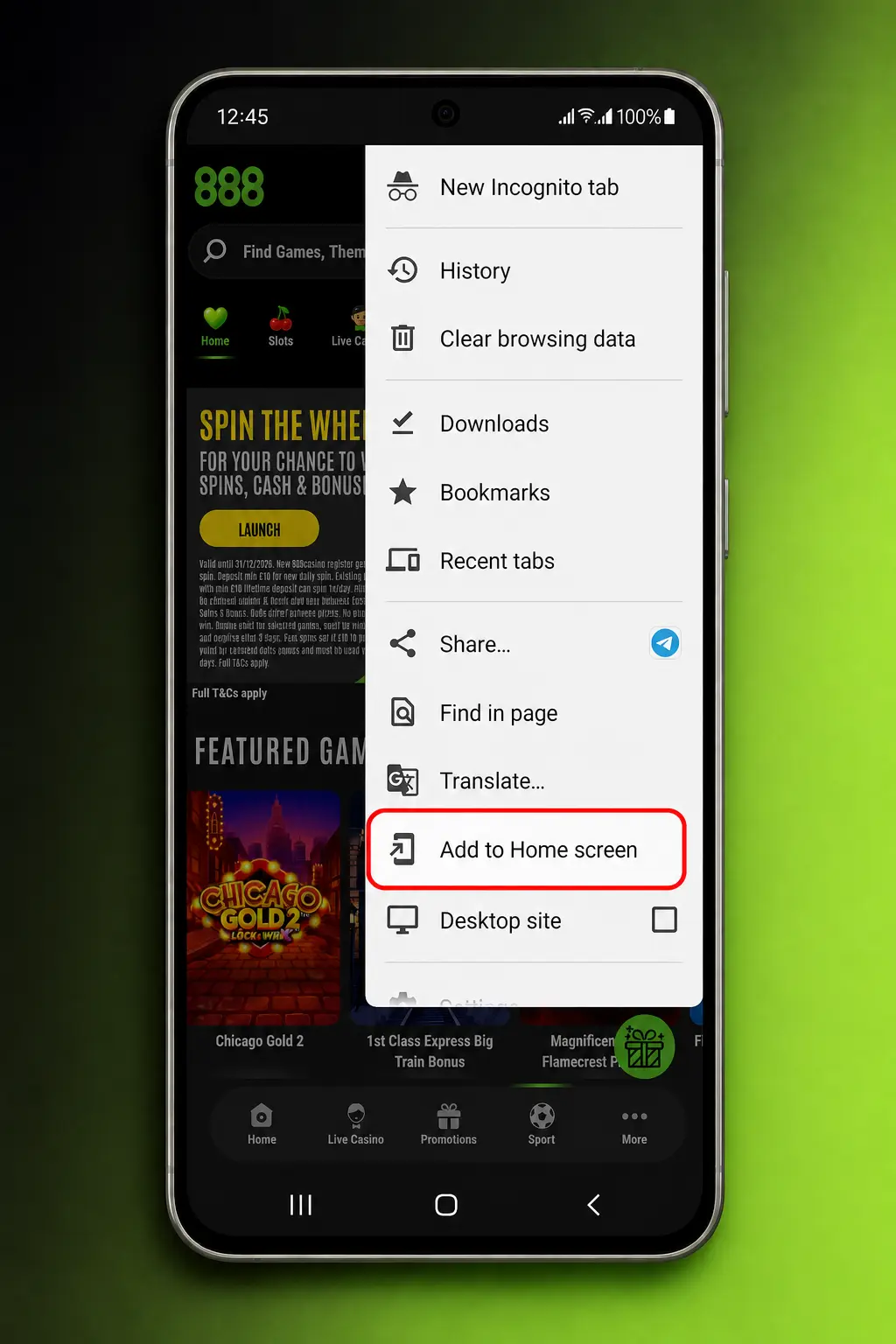 Step-by-step guide showing how to download and install the 888casino APK app on an Android device