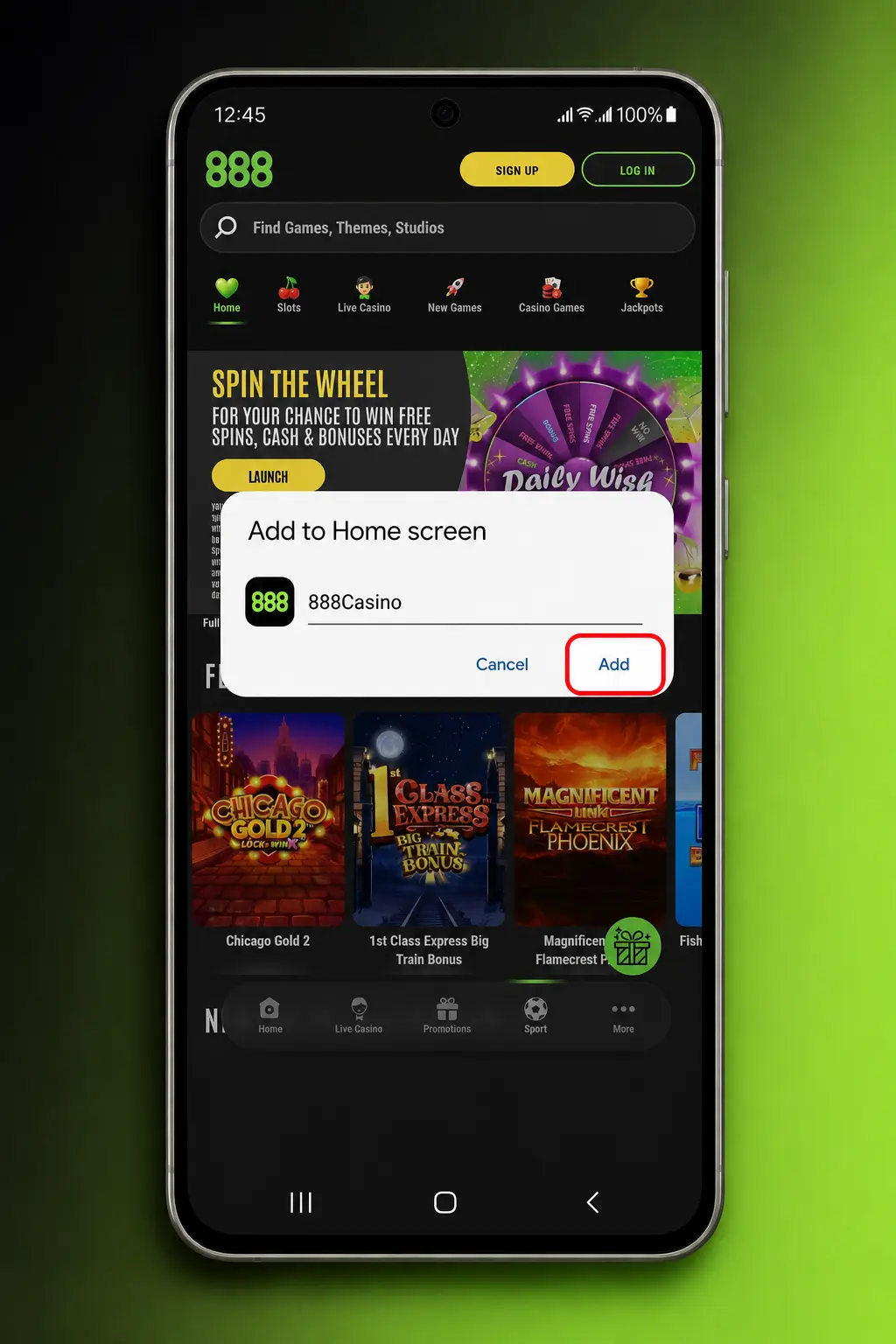 Step-by-step guide showing how to download and install the 888casino APK app on an Android device