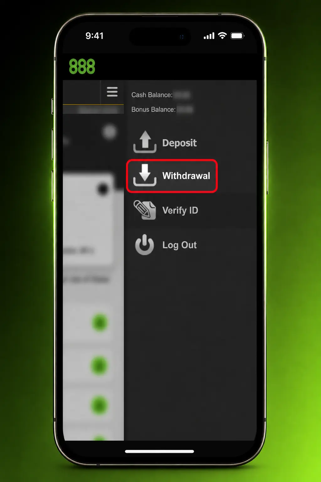 Step-by-step guide showing how to withdraw money from your 888casino account via the Cashier section