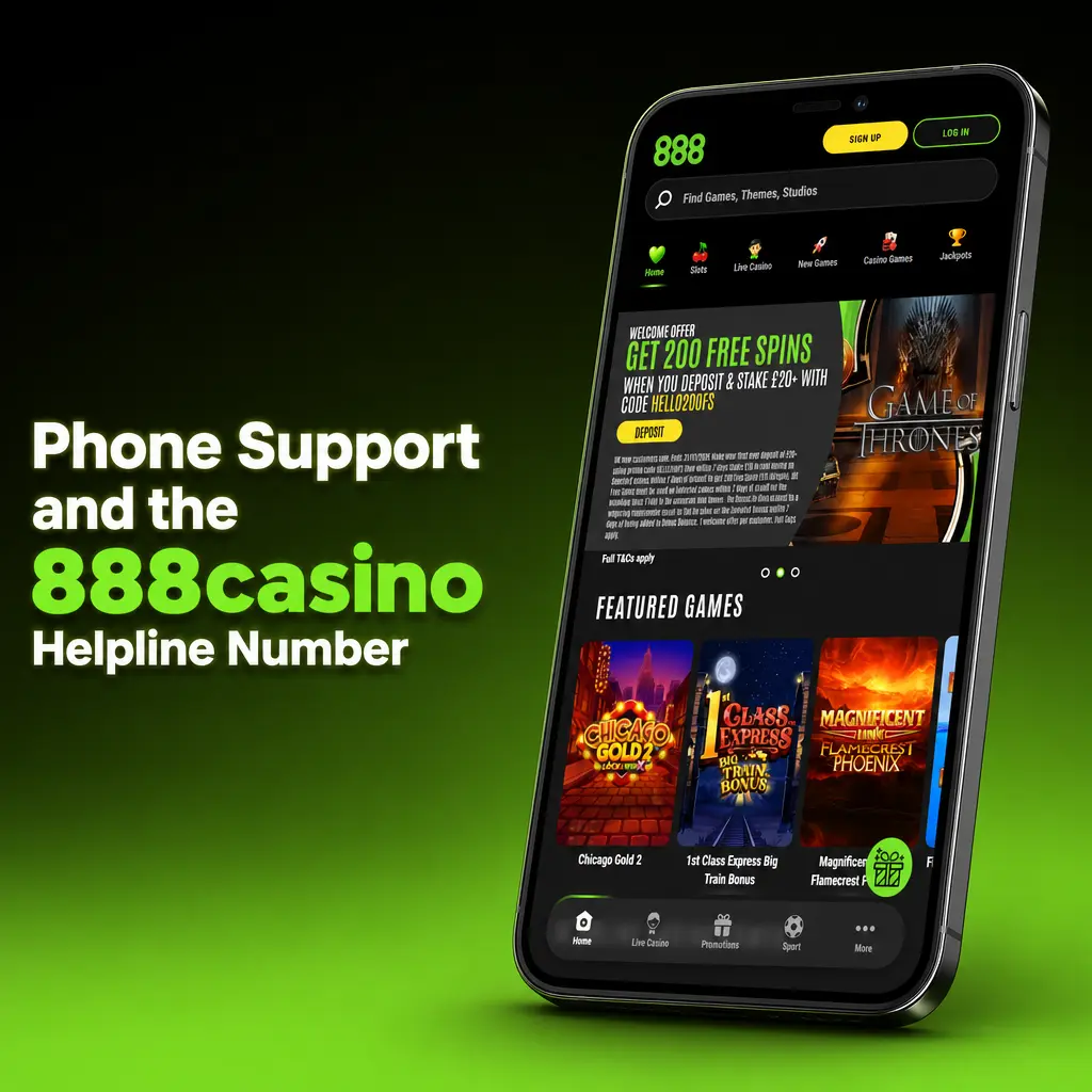 888casino phone support: free UK helpline 0800 069 8888, open 24/7 for account, payment, and responsible gambling queries.