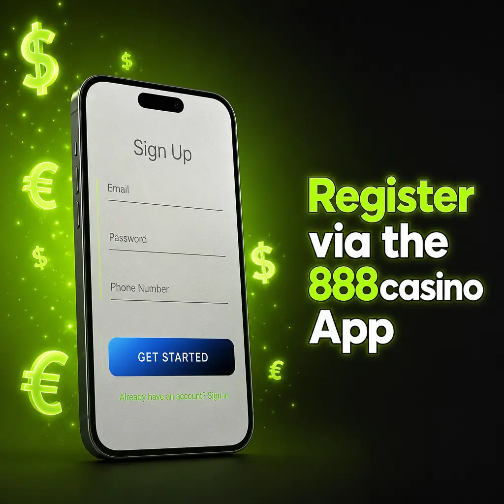 Step-by-step registration screen on the 888casino app showing UK location confirmation requirement